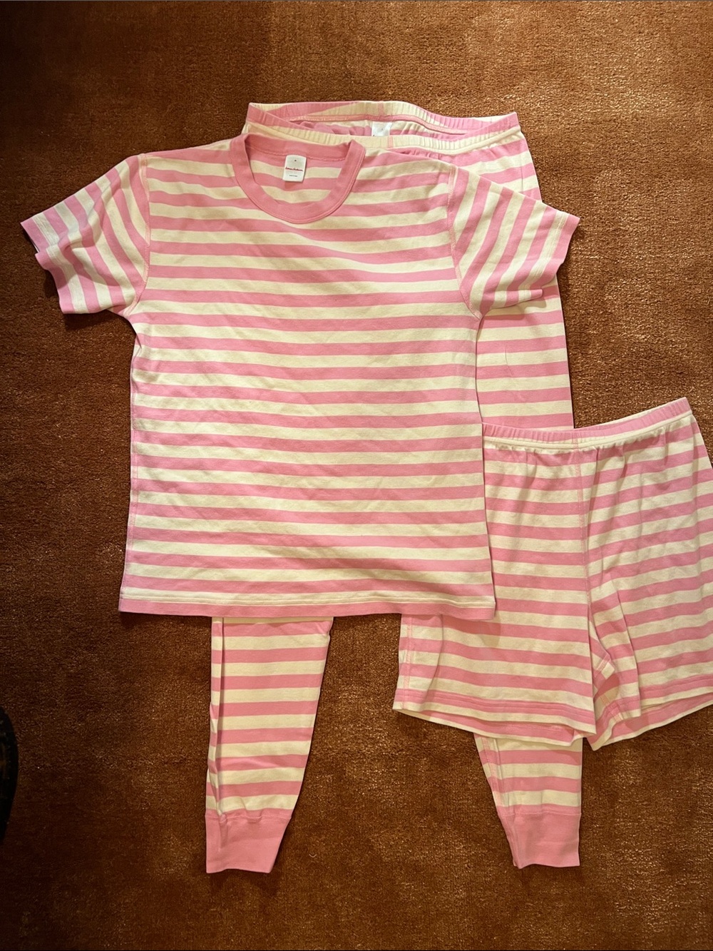 Hanna Andersson M&L Pink and Cream Striped PJ Set (3 Pieces)